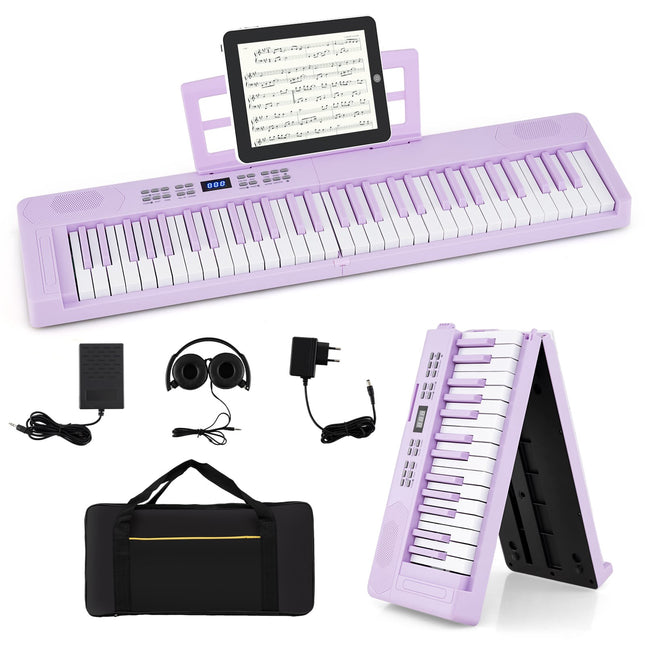 61-Key Foldable Electronic Keyboard with MIDI & Split
