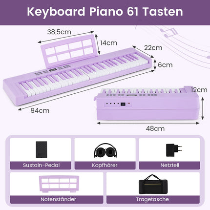 61-Key Foldable Electronic Keyboard with MIDI & Split