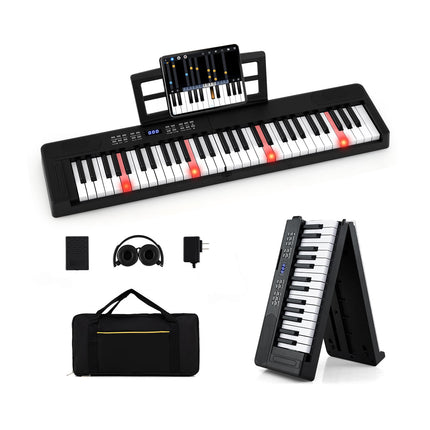 61-Key Foldable Electronic Piano Keyboard with MIDI & Split