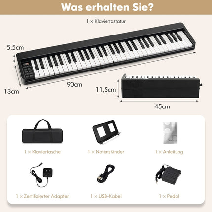 61-Key Folding Digital Piano with Bluetooth & Accessories