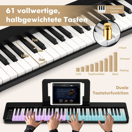 61-Key Folding Digital Piano with Bluetooth & Accessories