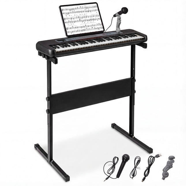 61-Key Kids Piano Keyboard with Adjustable Stand & Mic