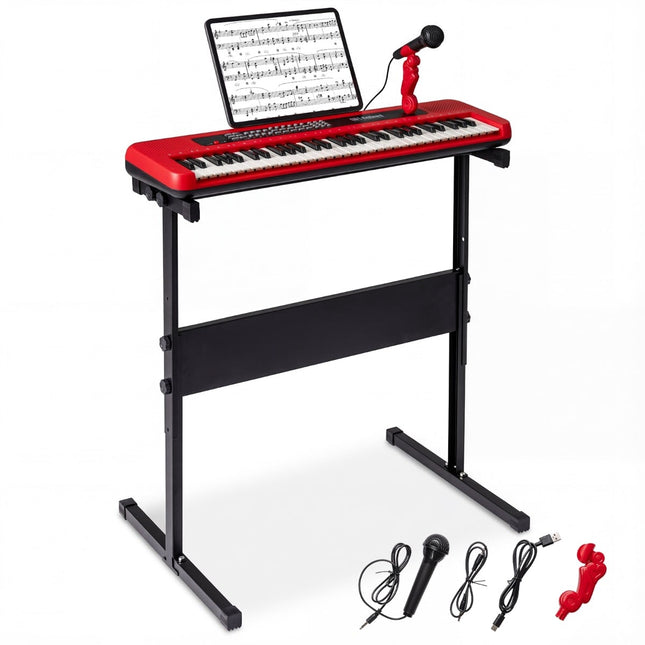 61-Key Kids Piano Keyboard with Adjustable Stand, Mic