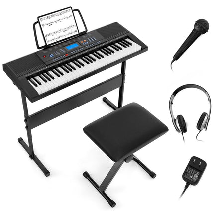 61-Key Portable Electronic Keyboard Set with Stand & Mic