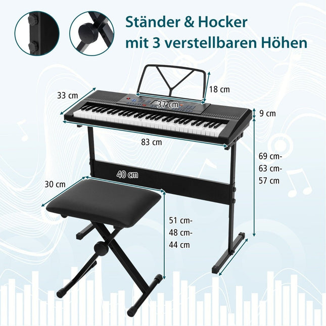 61-Key Portable Electronic Keyboard Set with Stand & Mic