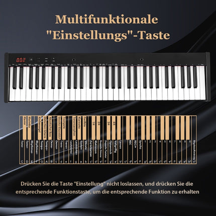 61-Key Portable Electronic Keyboard with Stand & Stool