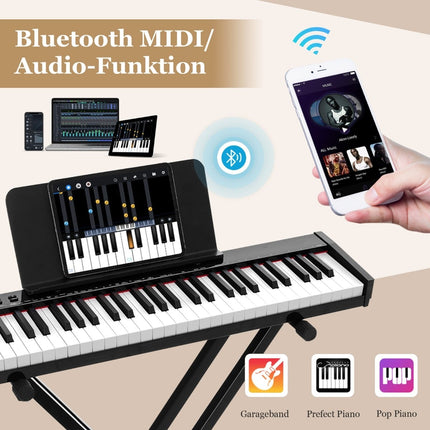 61-Key Portable Electronic Keyboard with Stand & Stool