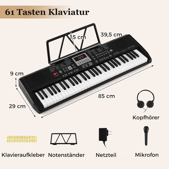 61-Key Portable Keyboard with 200 Rhythms & Tones