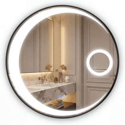 61 cm Round Bathroom Mirror, Anti-Fog, LED Lighting