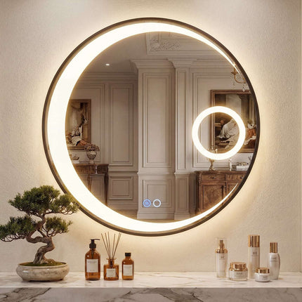 61 cm Round Bathroom Mirror, Anti-Fog, LED Lighting