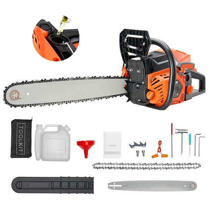 62cc Gas Chainsaw, 20-Inch Bar, 3.6 HP, Dual Tanks