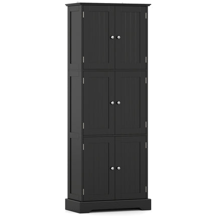 63" Tall Bathroom Storage Cabinet, Black, Adjustable Shelves