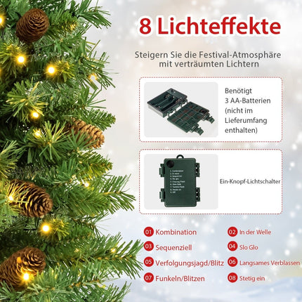 64 cm LED Mini Christmas Tree – 50 Lights, Pinecones