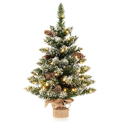 64 cm Snow-Flocked Mini Christmas Tree with LED Lights