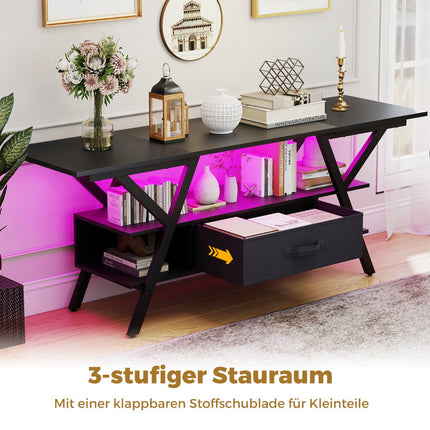65-Inch TV Stand with LED Lights and Power Outlets