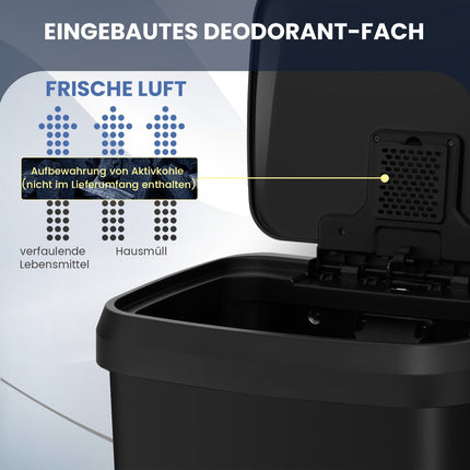 68L Black Kitchen Trash Can with Soft-Close Lid