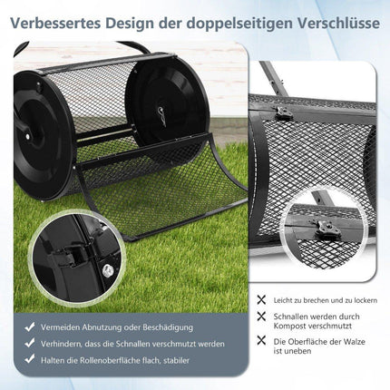 68cm Wide Compost Spreader with Improved Side Bars & U-Shaped Handle Black