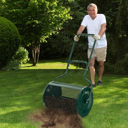 68cm Wide Compost Spreader with Improved Side Bars & U-Shaped Handle Green