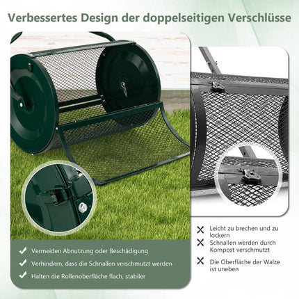 68cm Wide Compost Spreader with Improved Side Bars & U-Shaped Handle Green