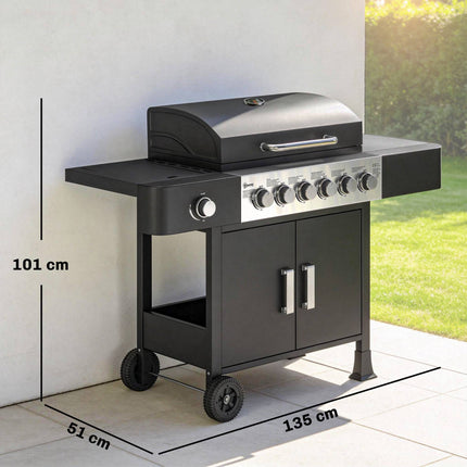 6-Burner Stainless Steel Gas Grill with Side Burner
