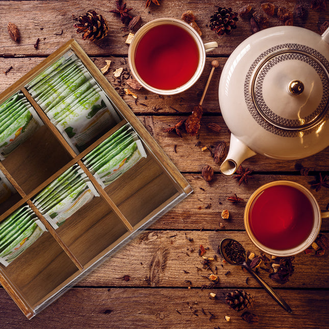 6-Compartment Wooden Tea Box