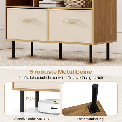 6-Cube Bookshelf with 3 Removable Fabric Drawers