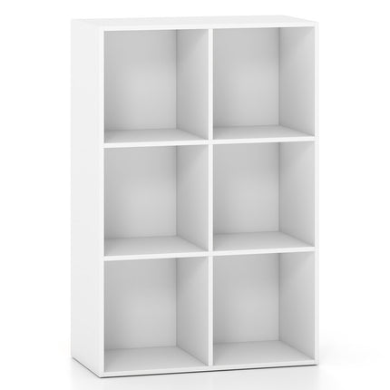 6-Cube White Wooden Bookcase with Anti-Tipping Kit
