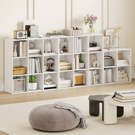6-Cube White Wooden Bookcase with Anti-Tipping Kit