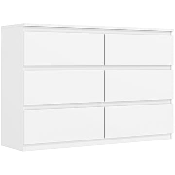 6-Drawer Dresser, White Chest of Drawers 112 x 34 x 75 cm