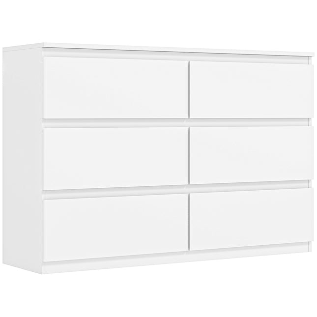 6-Drawer Dresser, White Chest of Drawers 112 x 34 x 75 cm