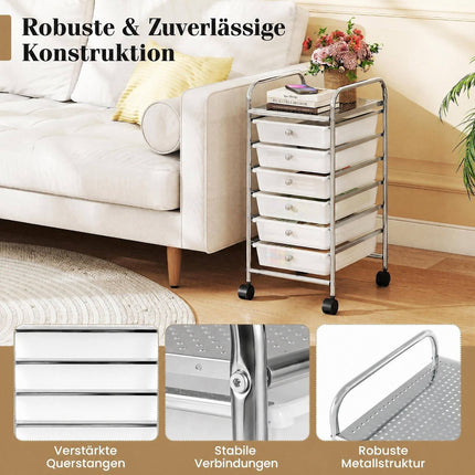 6-Drawer Rolling Cart with Metal Top & Lockable Wheels