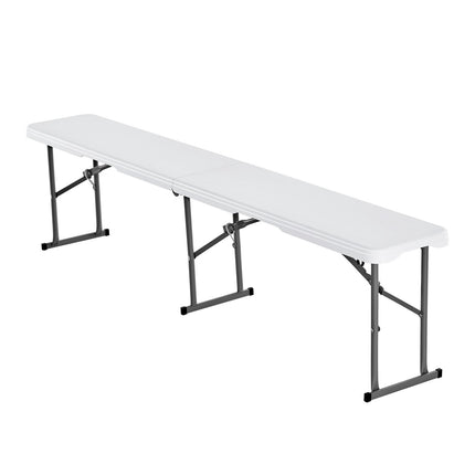 6 Ft Folding Bench, HDPE Seat, 2-Pack, White