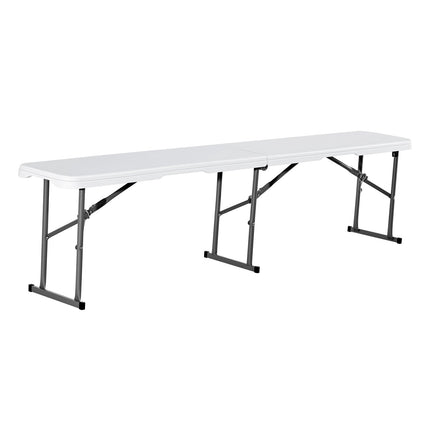 6 Ft Folding Bench, HDPE Seat, 2-Pack, White
