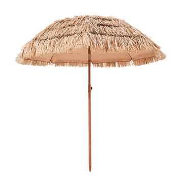6 Ft Tiki Thatched Patio Umbrella With Tilt, 8-Rib