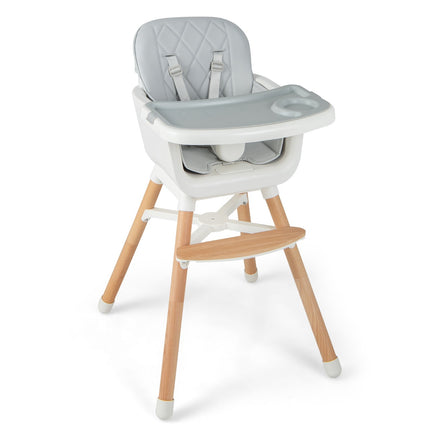 6-In-1 Convertible Baby High Chair, Adjustable Legs, Gray