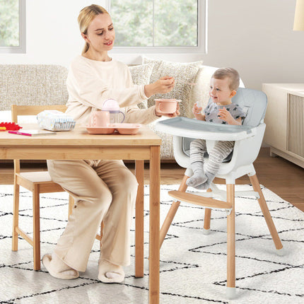 6-In-1 Convertible Baby High Chair, Adjustable Legs, Gray