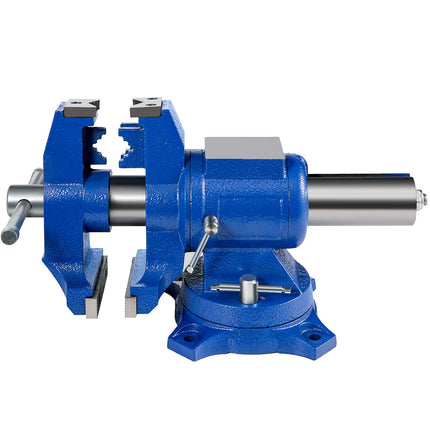 6-Inch Bench Vise, 360-Degree Swivel Base, Clamp-On, Ductile Iron