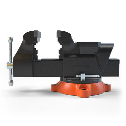 6 Inch Bench Vise, 360 Swivel Base, Anvil, Ductile Iron