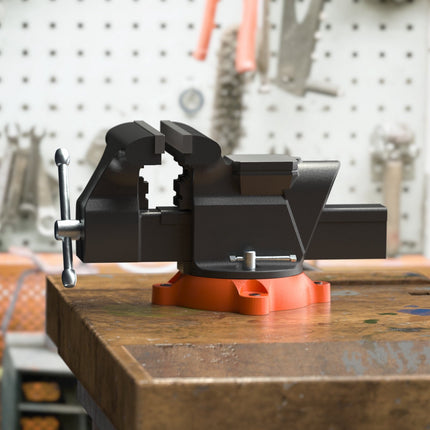 6 Inch Bench Vise, 360 Swivel Base, Anvil, Ductile Iron