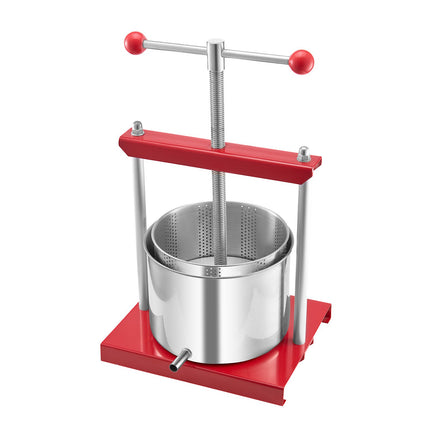 6L Manual Fruit Wine Press, Stainless Steel, T-Handle
