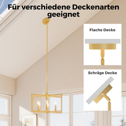 6-Light Adjustable Height Chandelier, Champagne Bronze