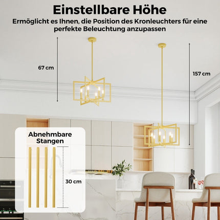 6-Light Adjustable Height Chandelier, Champagne Bronze