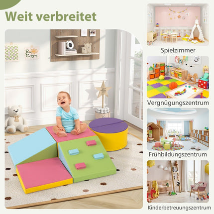 6 PCS. Children's shame material building blocks with climbing rocks for climbing and crawling. Soft building blocks
