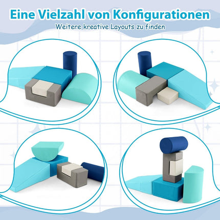 6 stuks Schuimbouwstenen Reuze bouwstenen om mee te rennen en te klimmen Zachte bouwstenen van marineblauw schuim