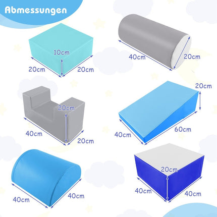 6 PCS. Foam building blocks, giant building blocks for running around and climbing, blue