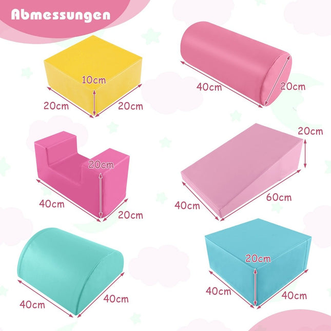 6 PCS. Foam building blocks, giant building blocks for running around and climbing, dark pink