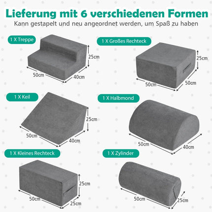 6 PCS. Soft building blocks for climbing and crawling foam building blocks giant building blocks grey