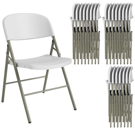 6-Pack Folding Chairs, Metal & Plastic, 150kg Capacity, White