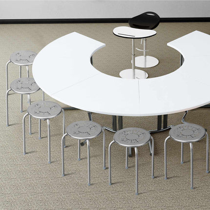 6-Pack Stackable Daisy Design Metal Stools – Grey
