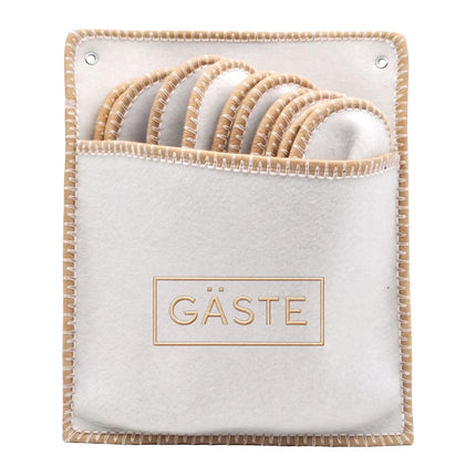 6 Pairs Felt Guest Slippers with Storage Bag, Beige